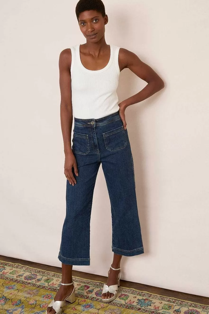 WYSE London Jeans-Allie Flare Cropped Jean - Rinse Wash