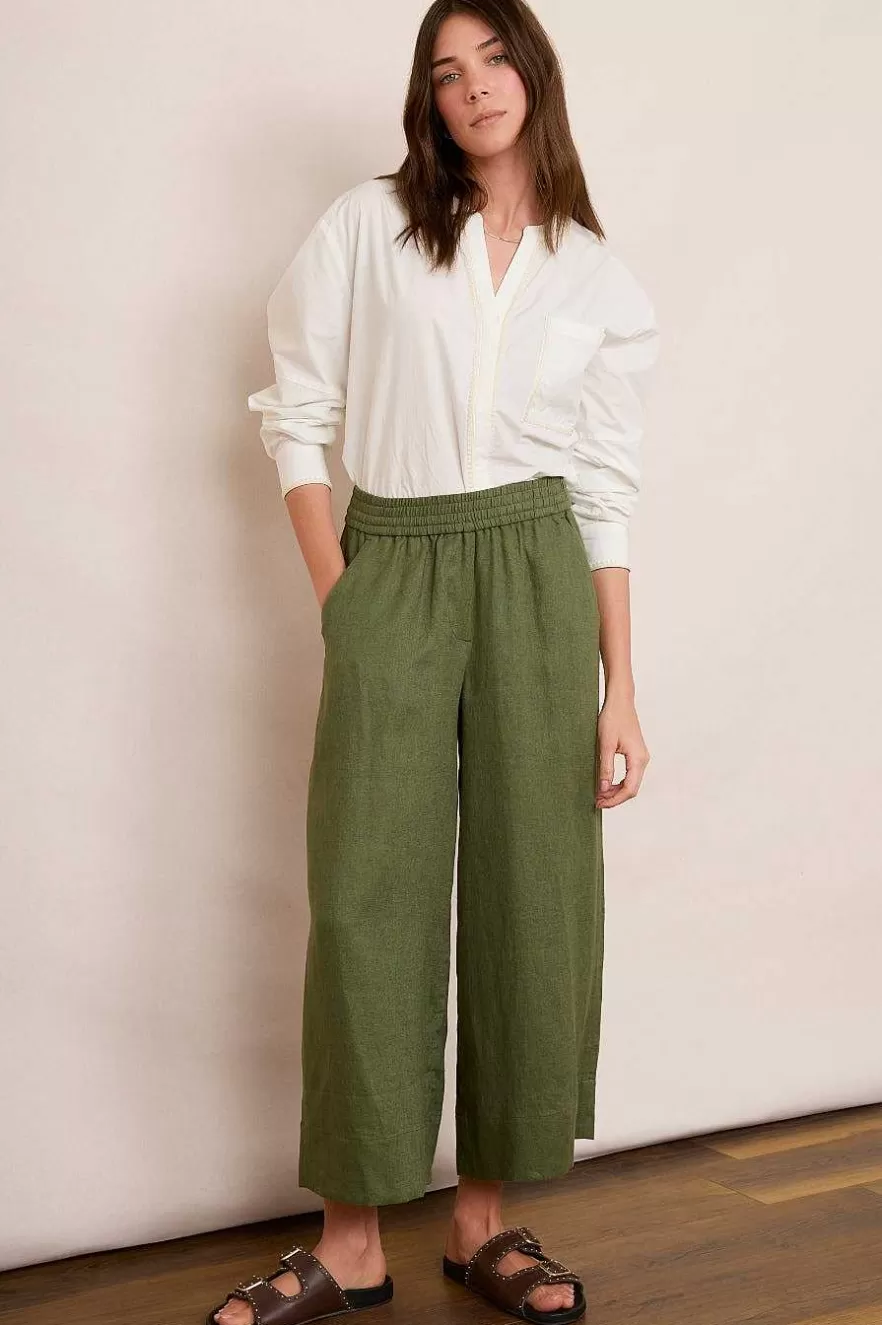 WYSE London Holiday-Alma Cropped Linen Trouser - Khaki