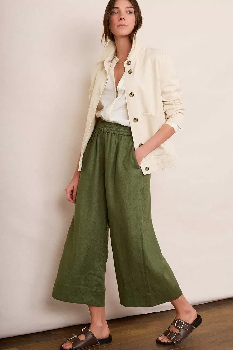 WYSE London Holiday-Alma Cropped Linen Trouser - Khaki