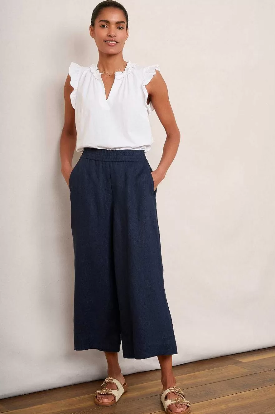 WYSE London Holiday-Alma Cropped Linen Trouser - Midnight