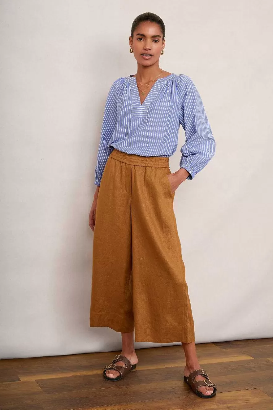 WYSE London Holiday-Alma Cropped Linen Trouser - Tan