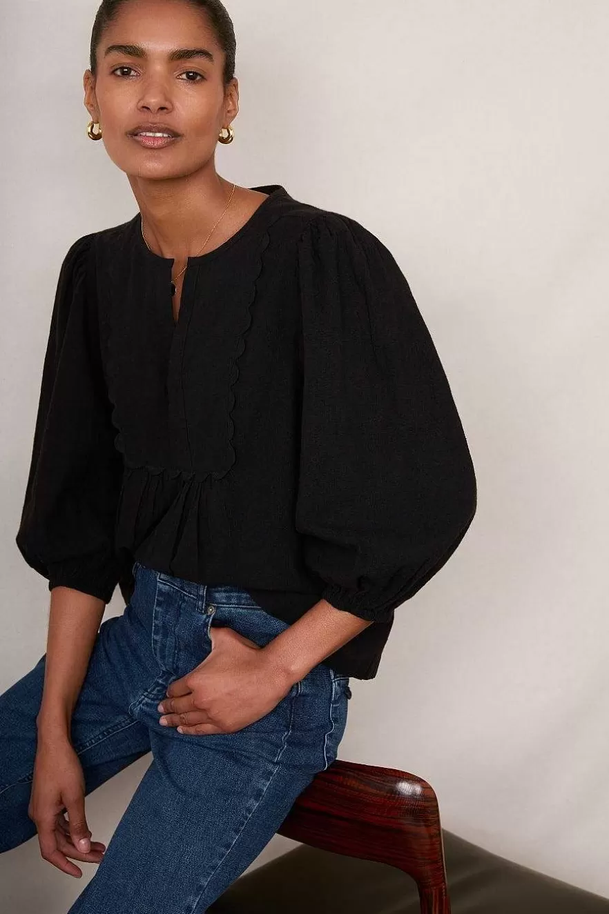 WYSE London Linen-Arlo Blouse - Black