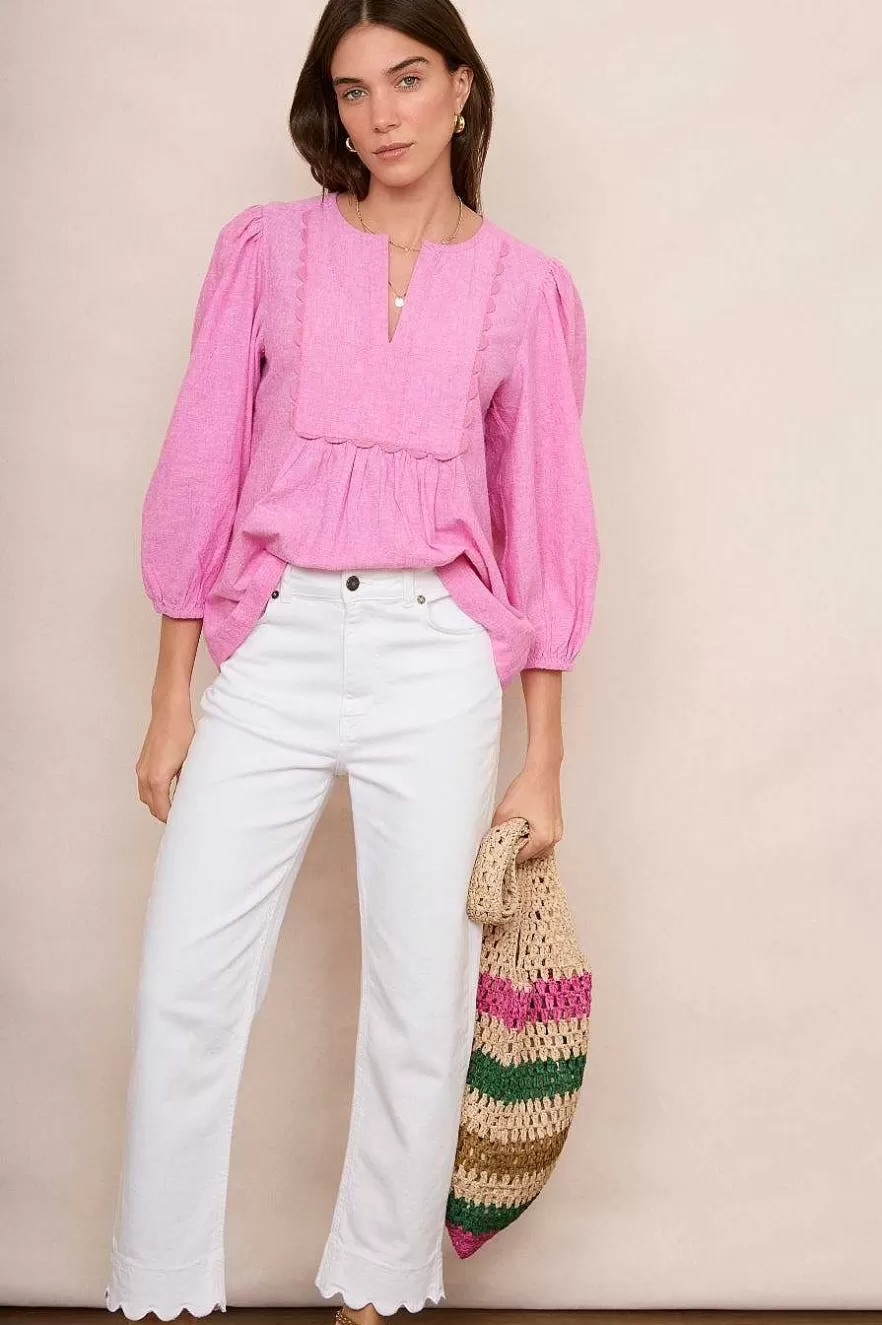 WYSE London Linen-Arlo Blouse - Pink