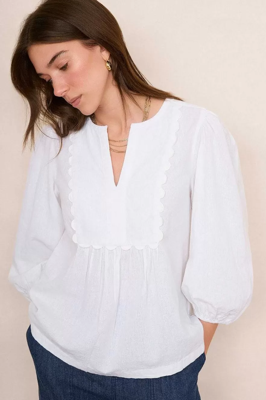 WYSE London Linen-Arlo Blouse - White