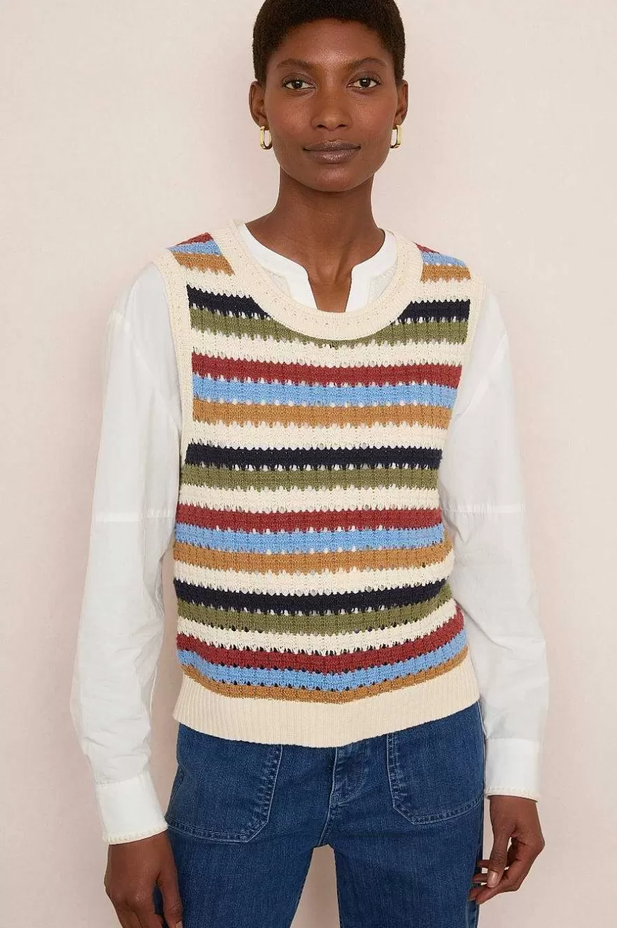 WYSE London Knitwear-Asa Textured Stripe Tank - Multi