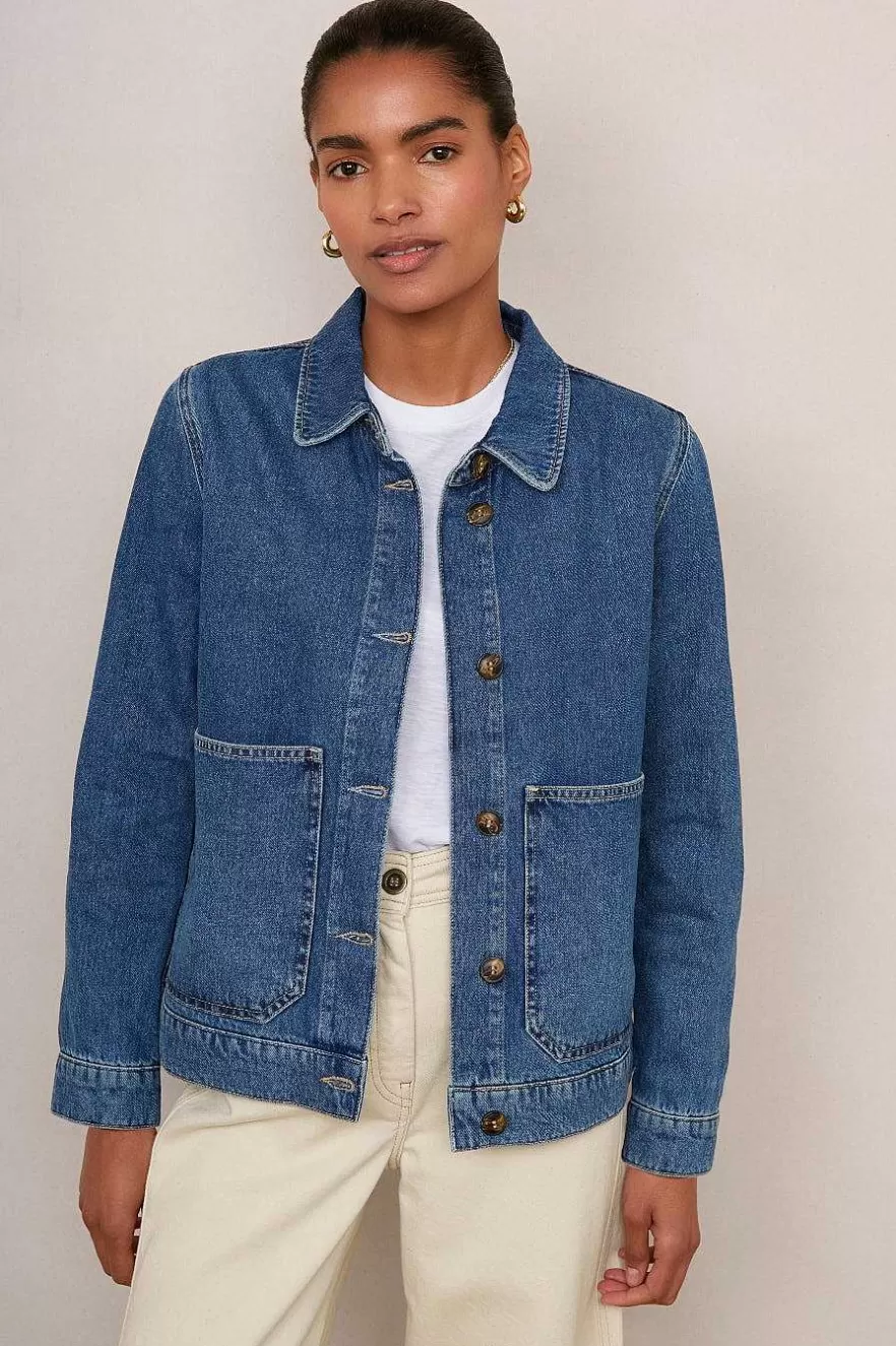 WYSE London Denim-Aveline Denim Jacket - Mid Wash