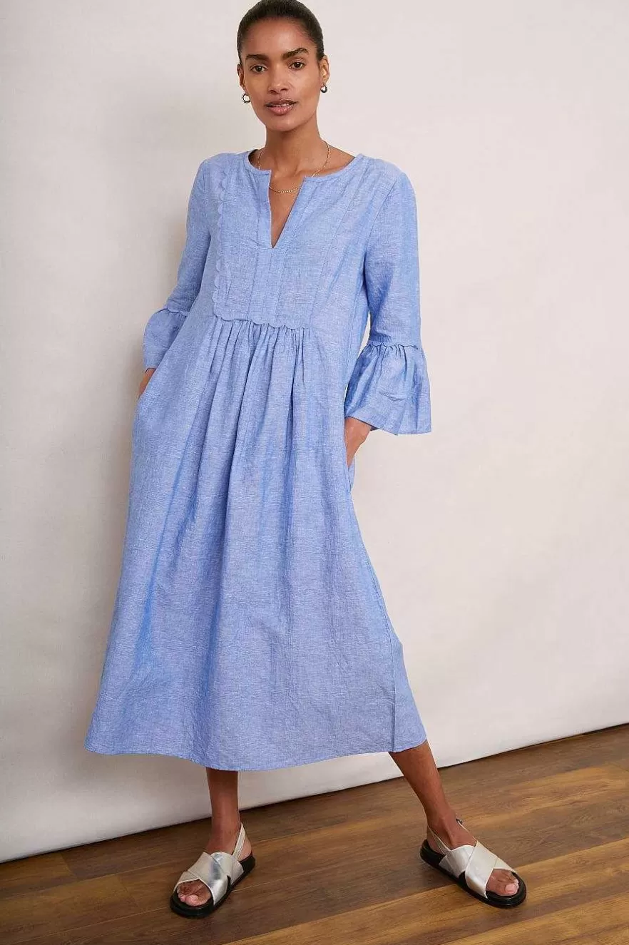 WYSE London Dresses & Jumpsuits-Billie Scallop Dress - Blue