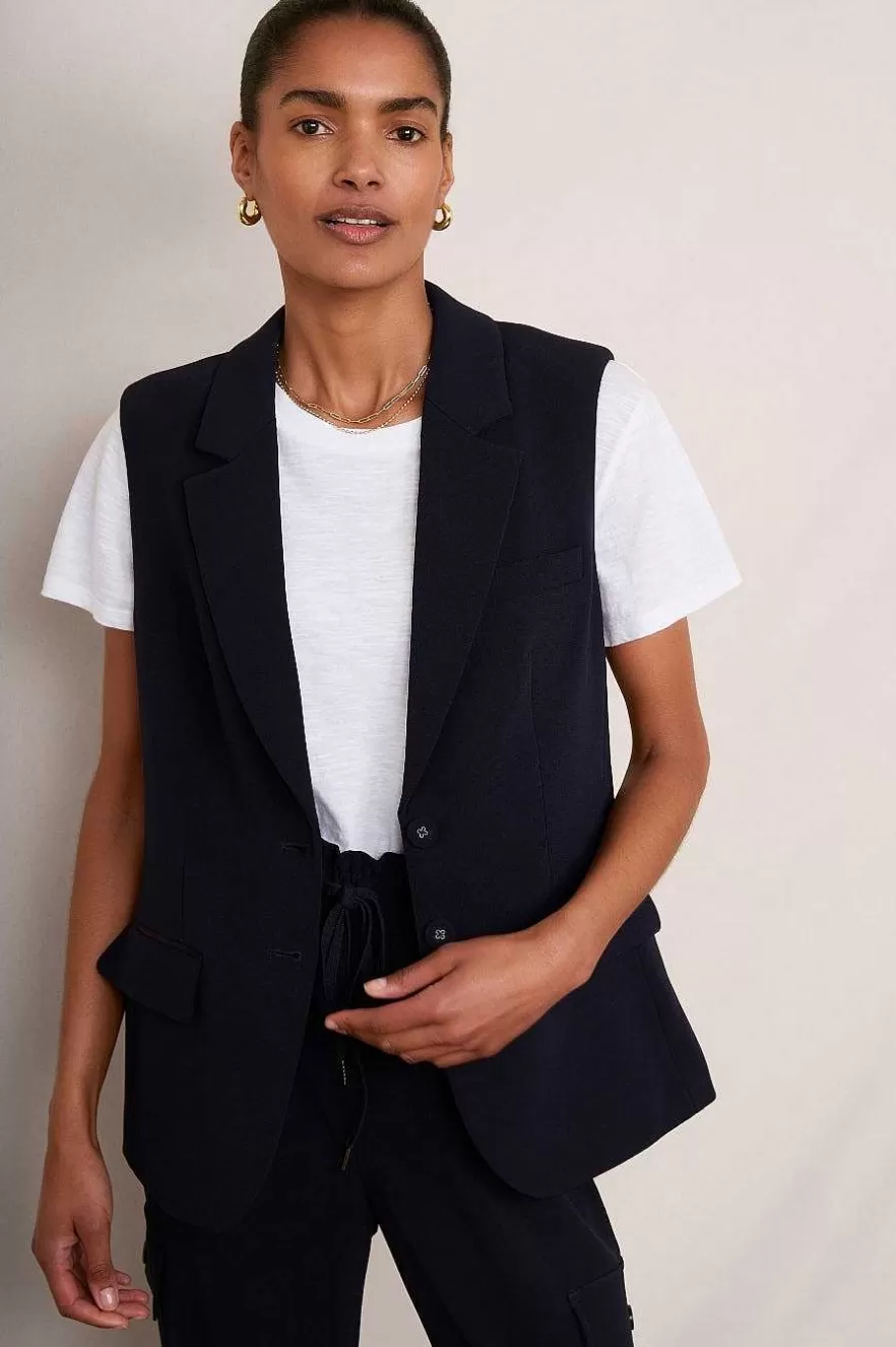 WYSE London Jackets & Outerwear-Carlotta Sleeveless Blazer - Midnight