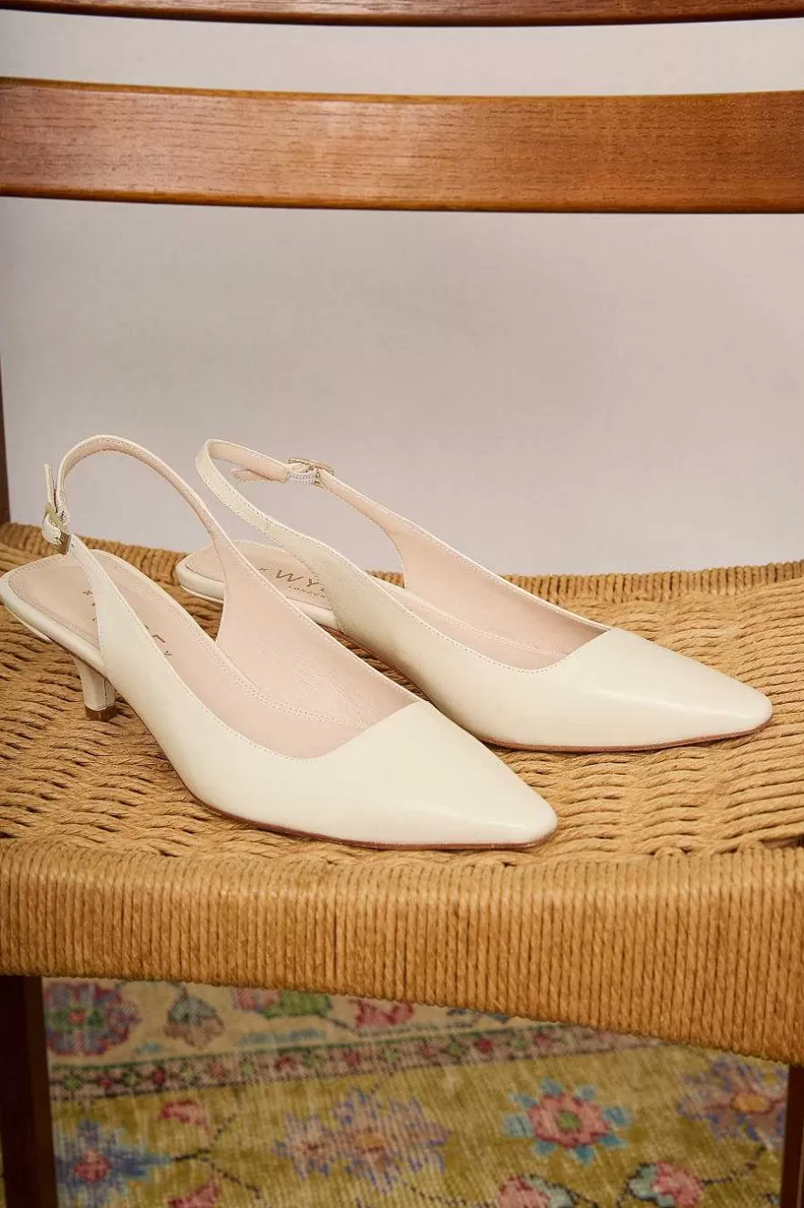 WYSE London Accessories & Shoes-Carly Kitten Heel - Ivory