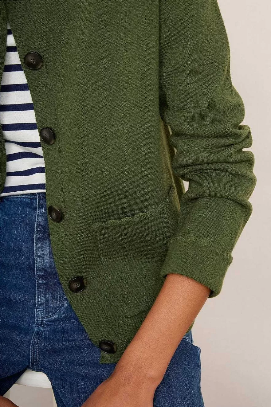 WYSE London Knitwear-Cressida Knitted Jacket - Moss Green