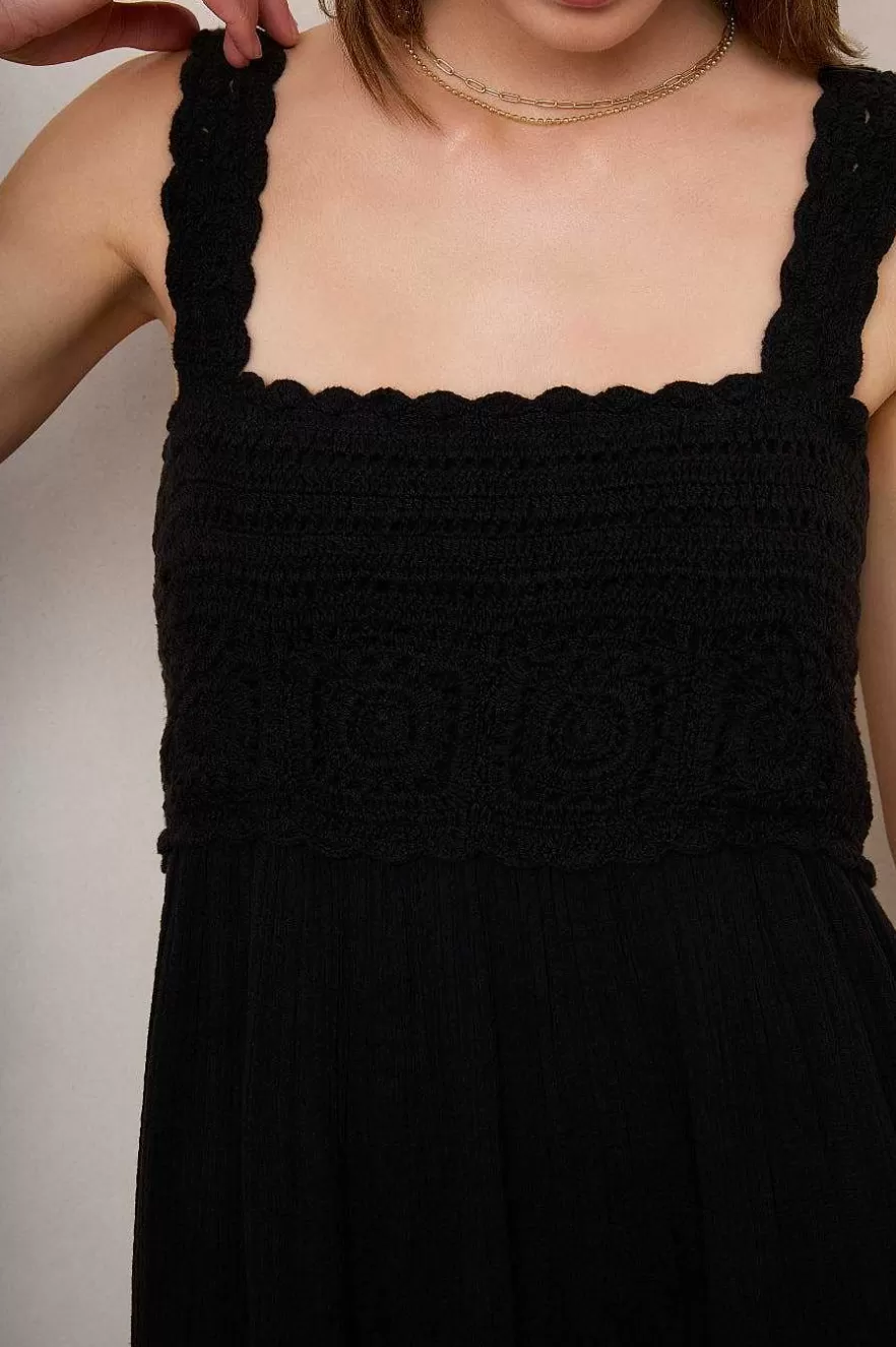 WYSE London Dresses & Jumpsuits-Delia Crochet Dress - Black