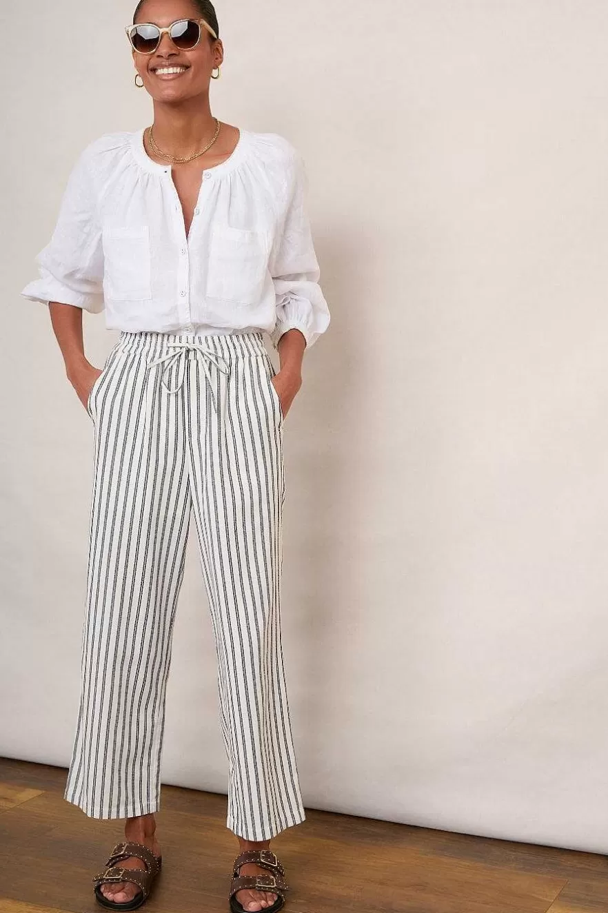 WYSE London Trousers-Everly Stripe Trousers - Blue/Ivory