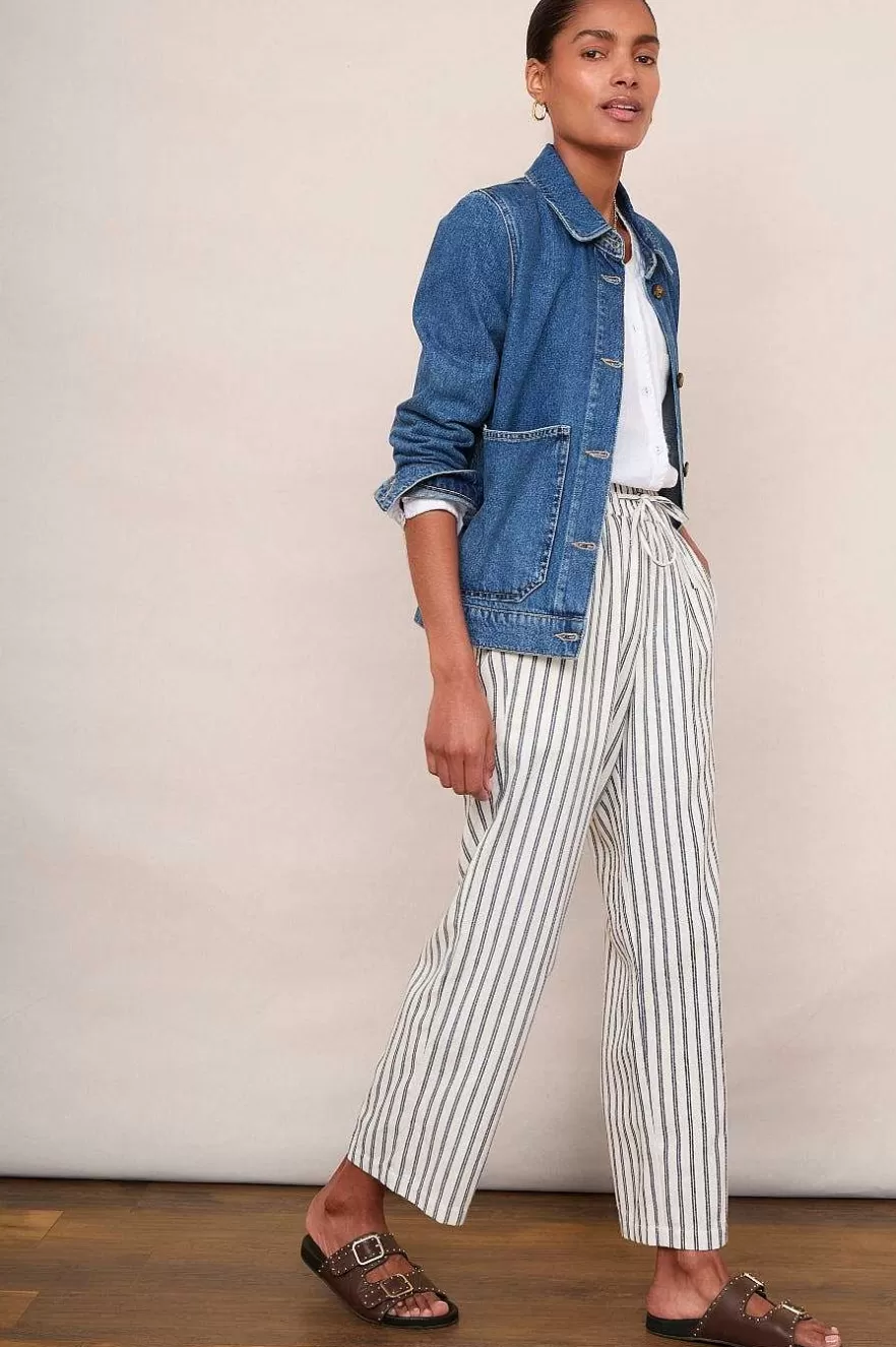 WYSE London Trousers-Everly Stripe Trousers - Blue/Ivory