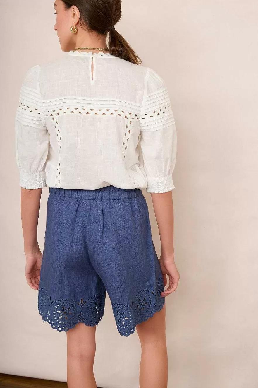 WYSE London Shorts-Faria Linen Short - Denim Blue