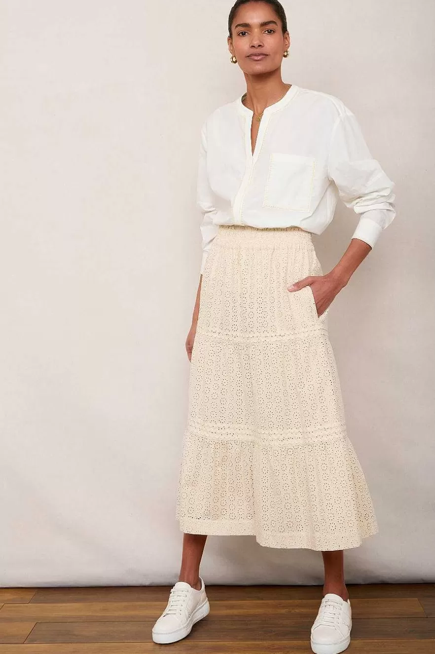 WYSE London Occasionwear-Felicity Broderie Skirt - Cream