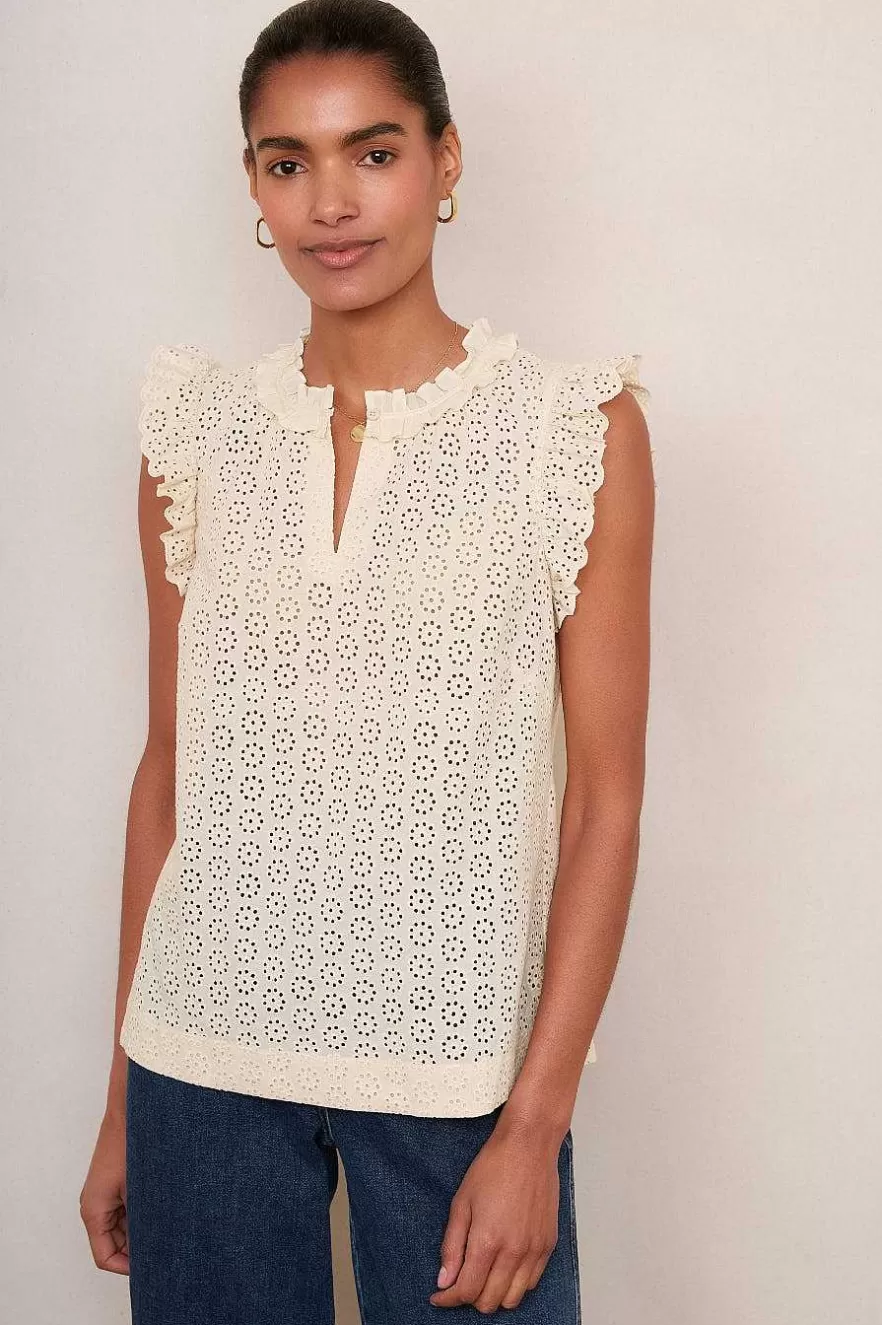 WYSE London Occasionwear-Felicity Top - Cream Broderie