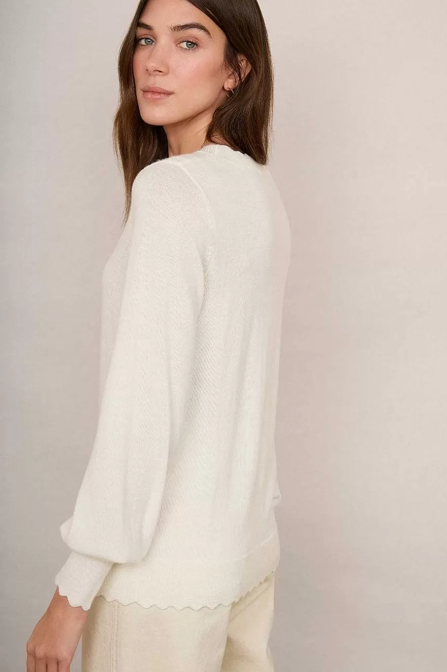 WYSE London Knitwear-Fleurine Scallop Jumper - Ivory