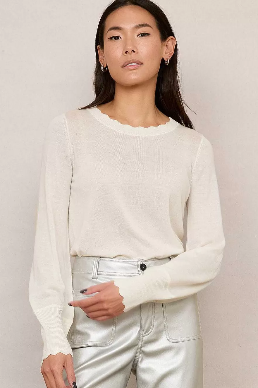 WYSE London Knitwear-Fleurine Scallop Jumper - Ivory