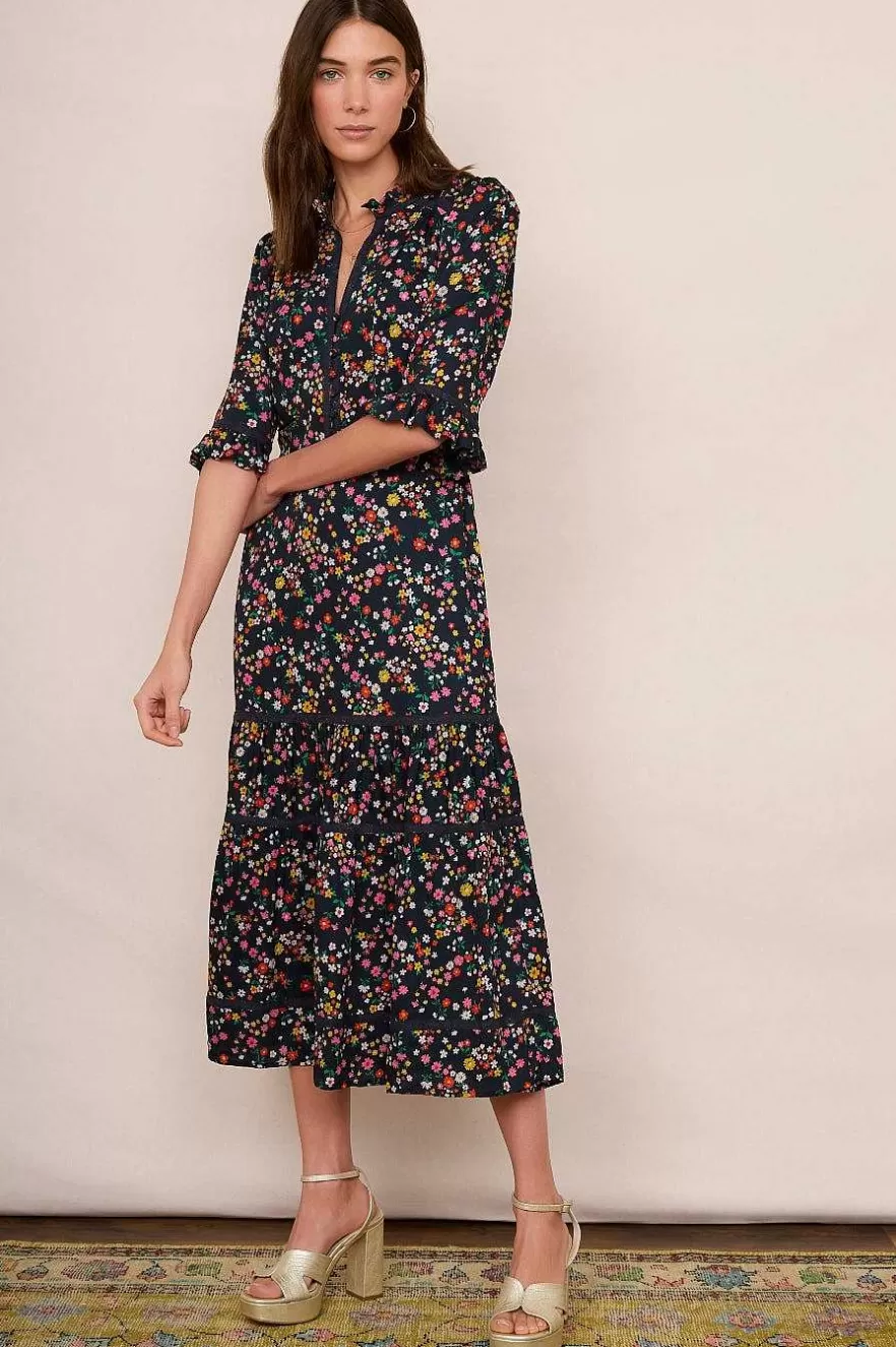 WYSE London Longer Lengths-Jodi Floral Dress - Midnight