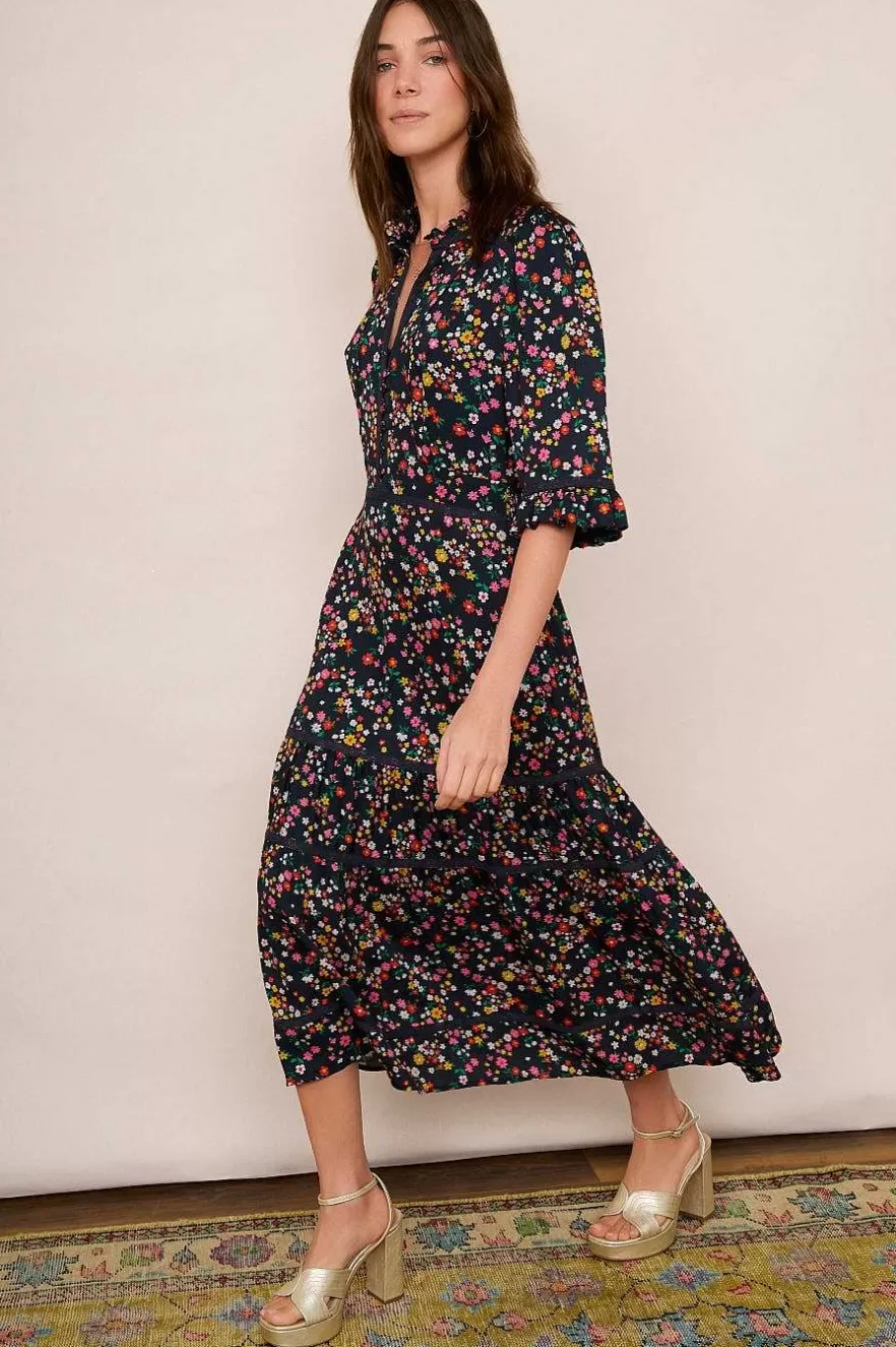 WYSE London Longer Lengths-Jodi Floral Dress - Midnight