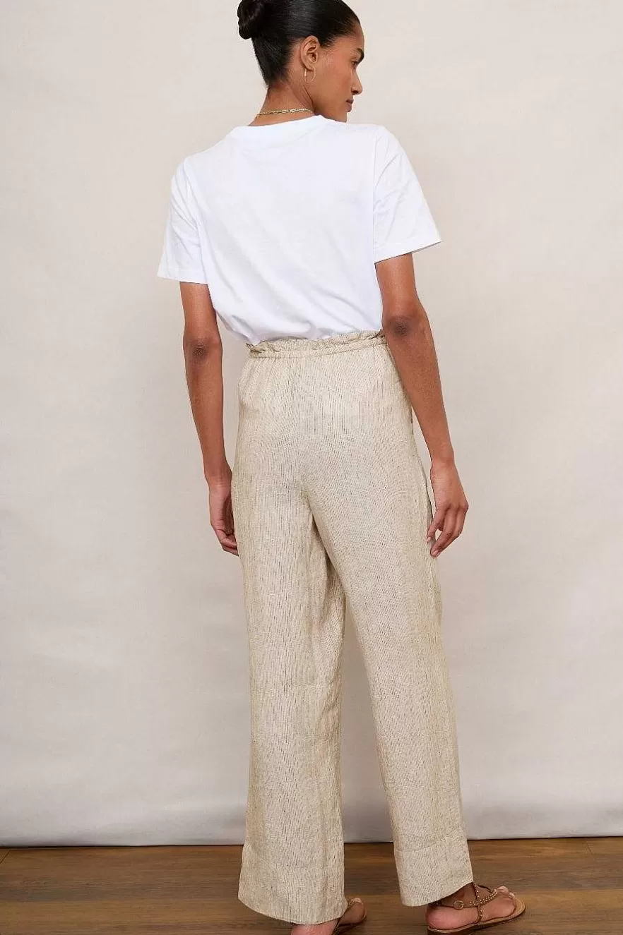 WYSE London Trousers-Melina Linen Trouser - Beige/Ivory