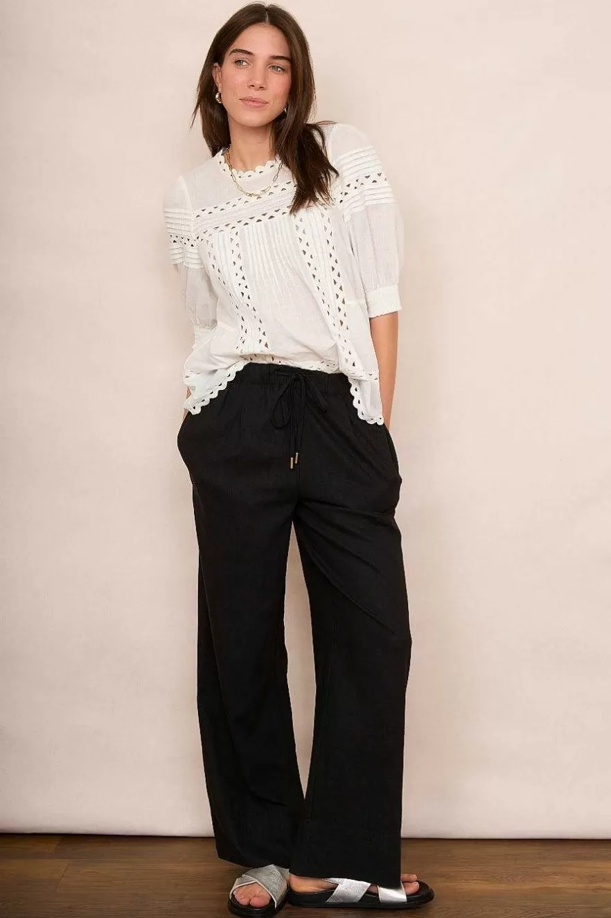 WYSE London Trousers-Ottoline Linen Trouser - Black