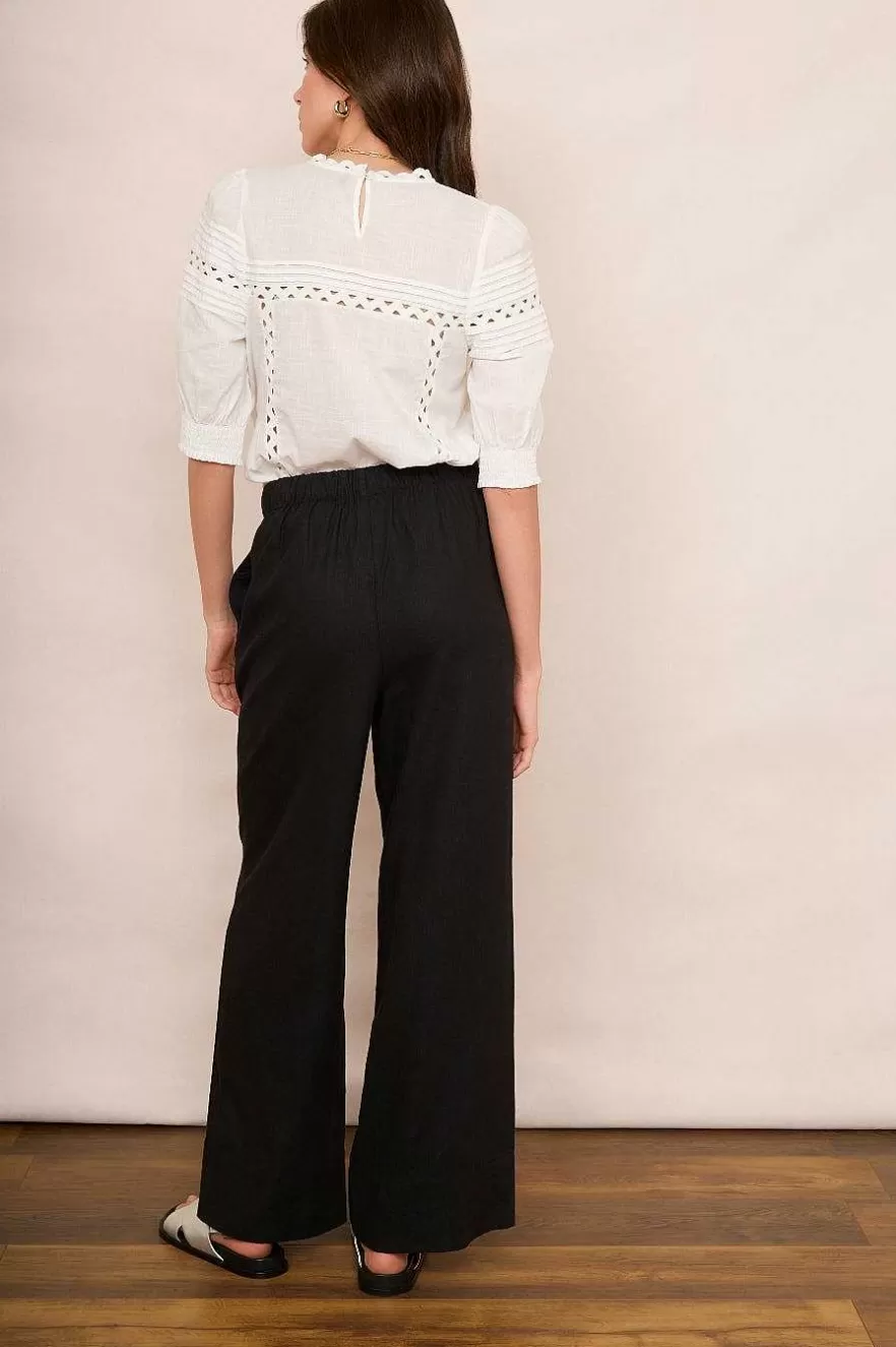 WYSE London Trousers-Ottoline Linen Trouser - Black