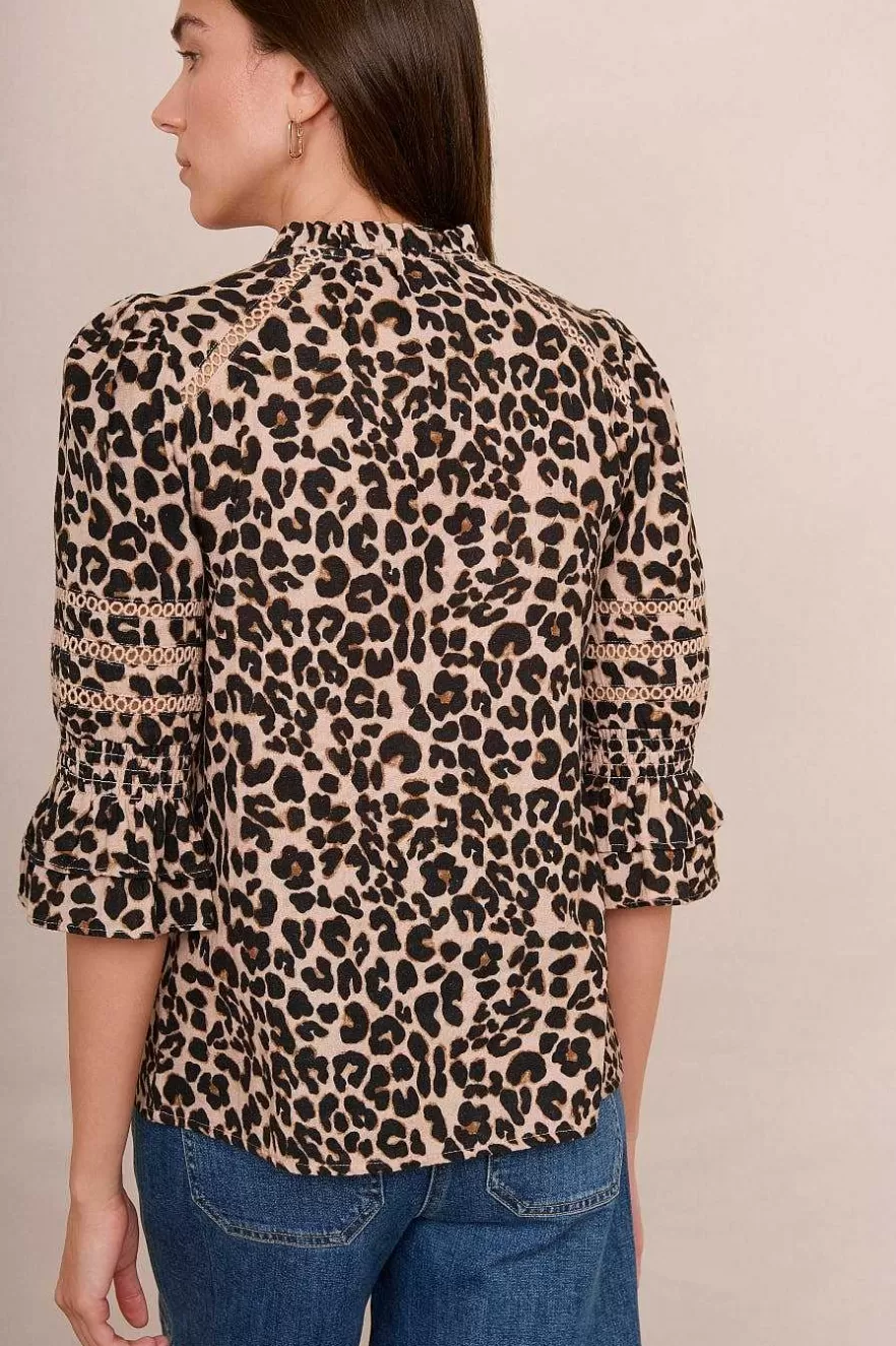 WYSE London Tops-Parker Blouse - Leopard