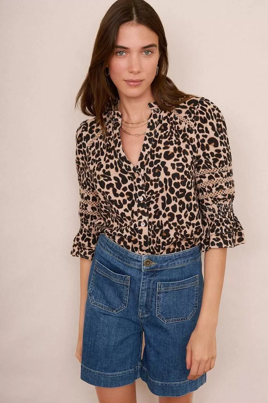 WYSE London Tops-Parker Blouse - Leopard