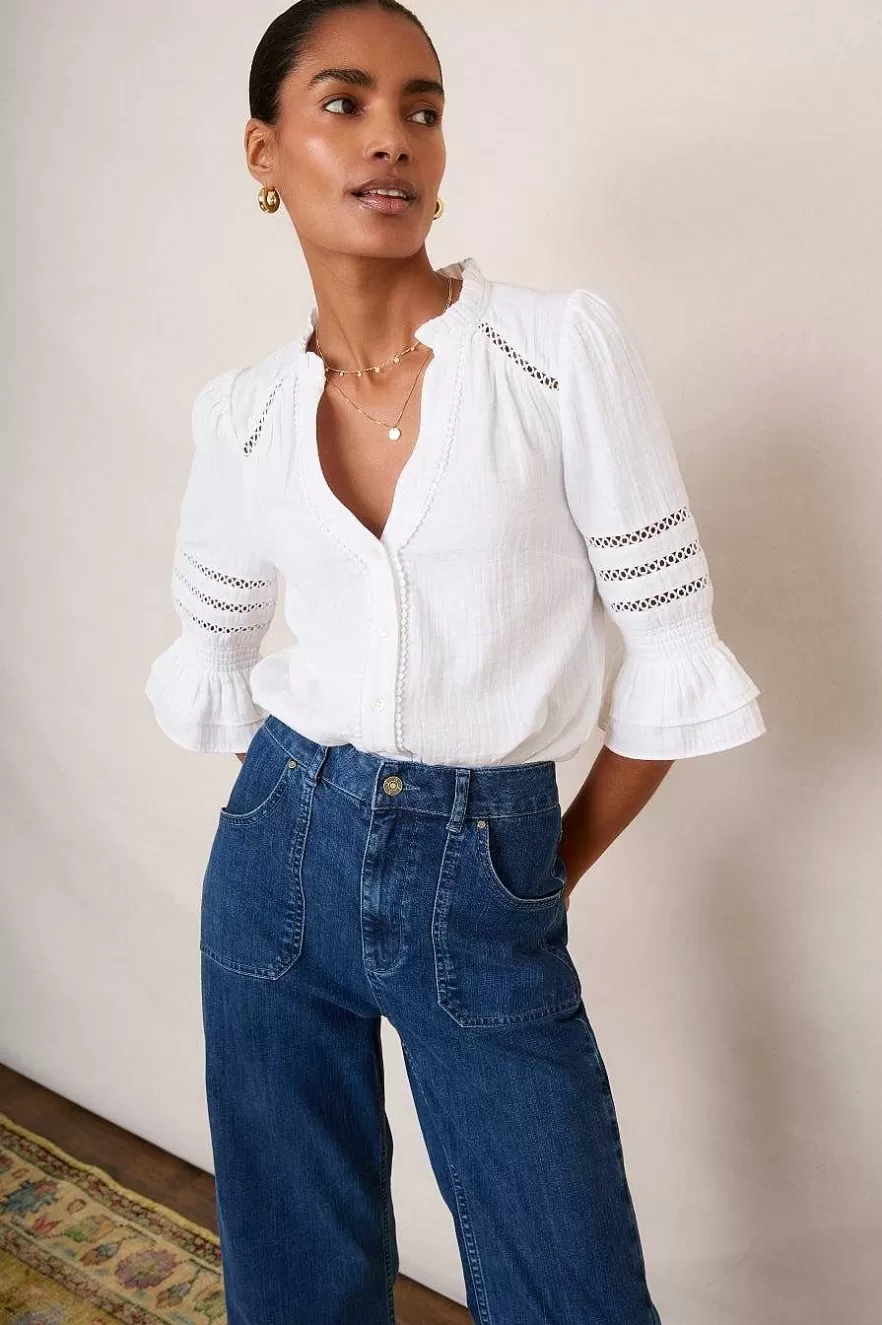 WYSE London Tops-Parker Blouse - White