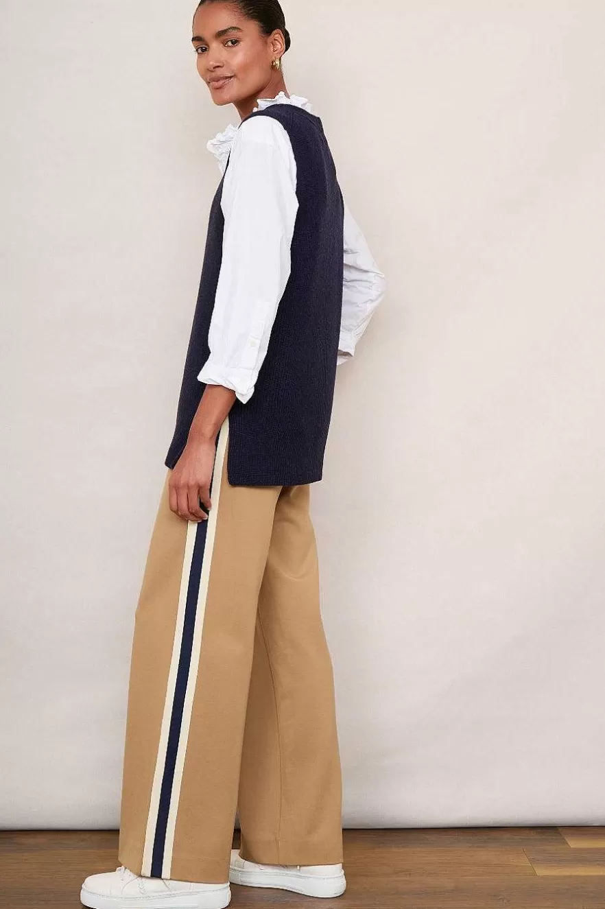 WYSE London Longer Lengths-Penny Ponte Wide Leg Trouser - Tan