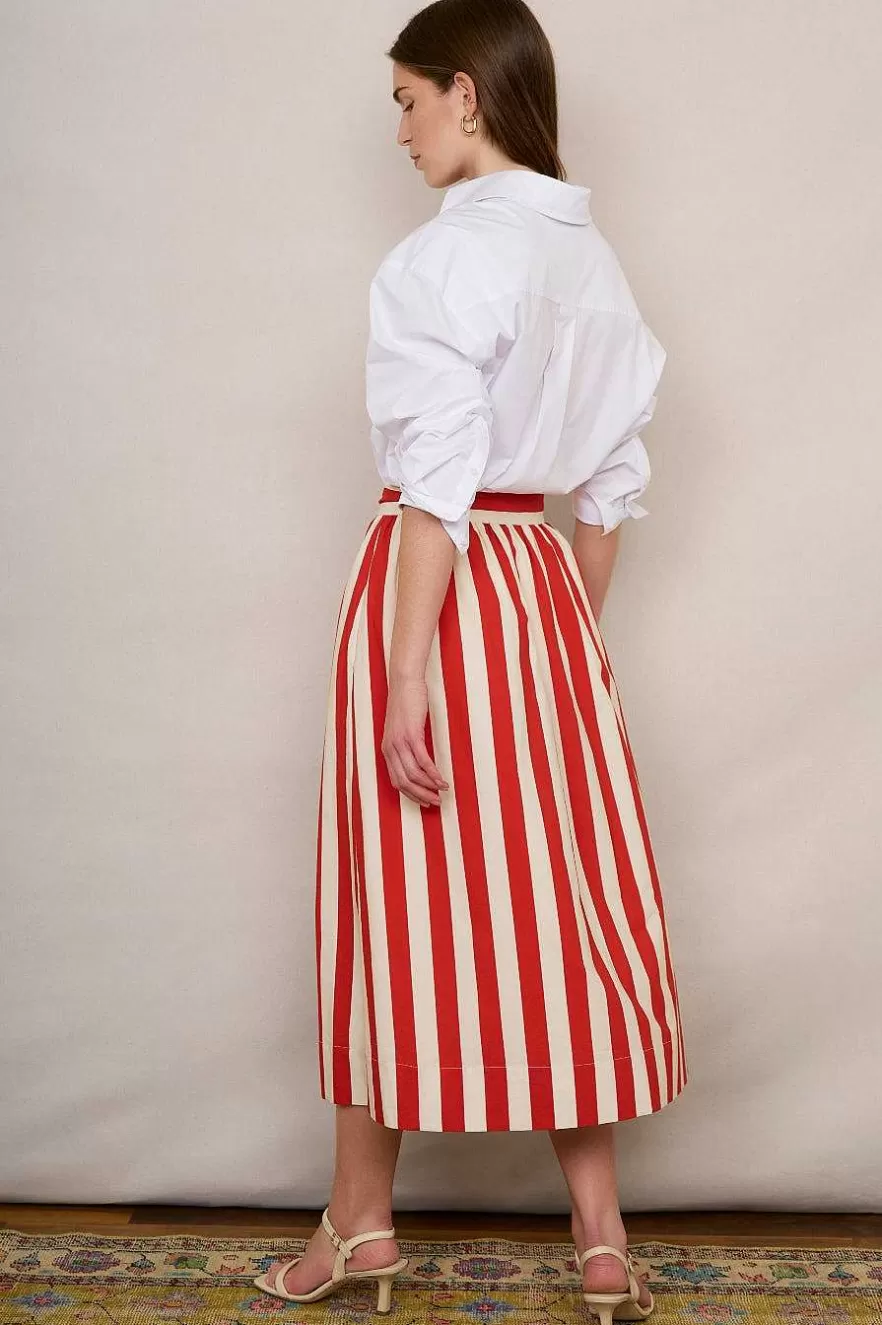 WYSE London Skirts-Pippa Ric Rac Skirt - Red Stripe