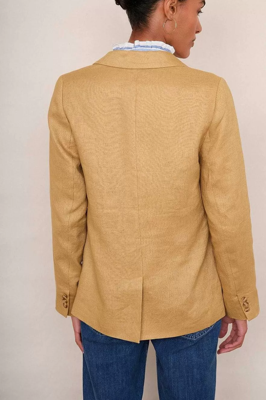 WYSE London Jackets & Outerwear-Silvie Linen Blazer - Tan