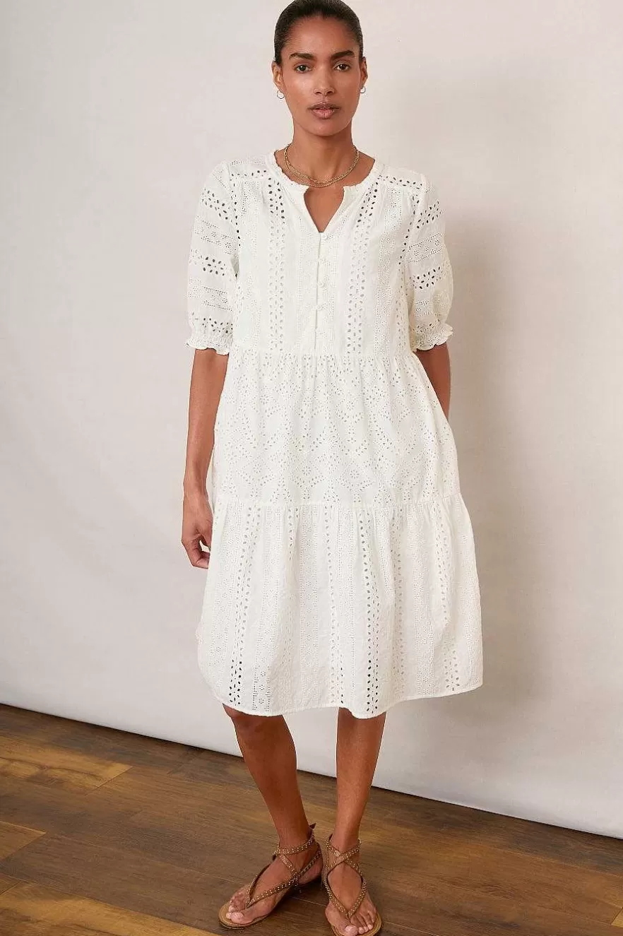 WYSE London Holiday-Talina Broderie Dress - Ivory