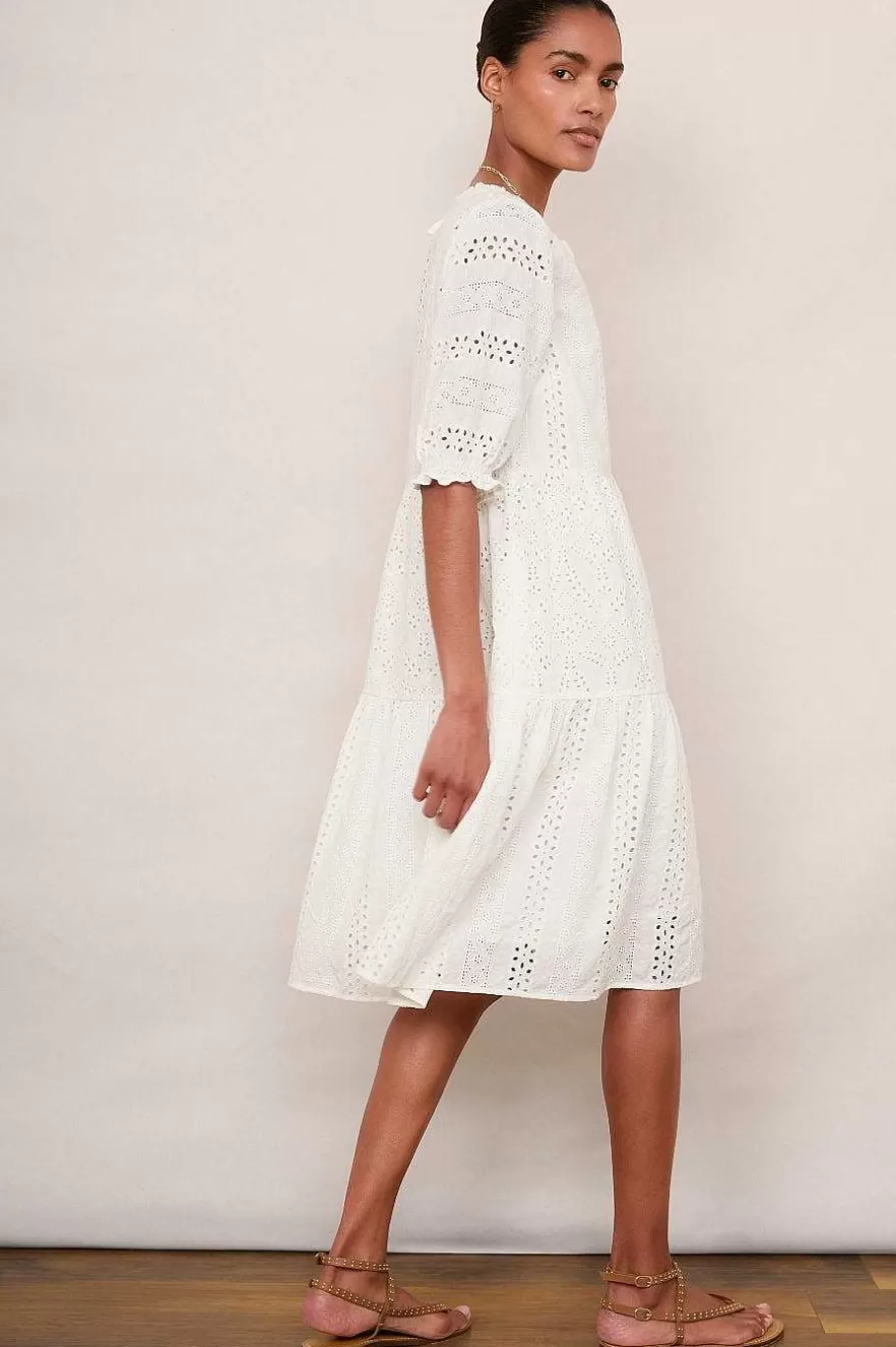 WYSE London Holiday-Talina Broderie Dress - Ivory