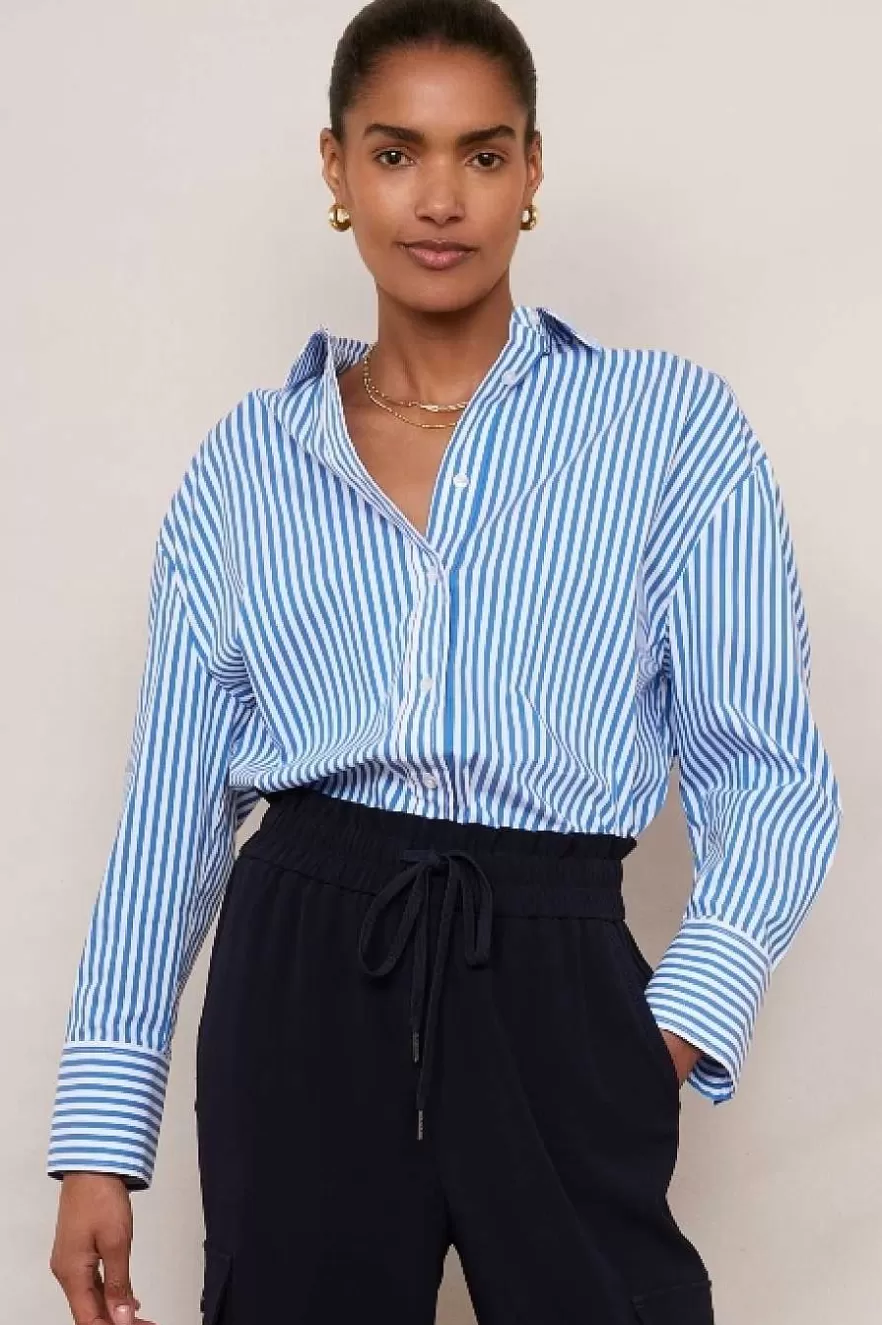 WYSE London Tops-Thomasina Shirt - Blue Stripe